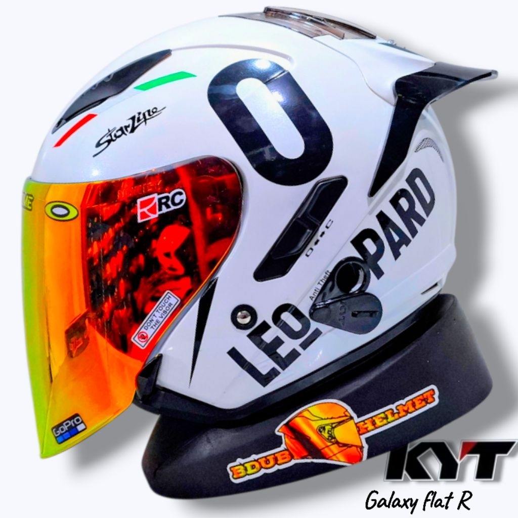 Helm KYT Galaxy flat R White paket ganteng 100% original KYT