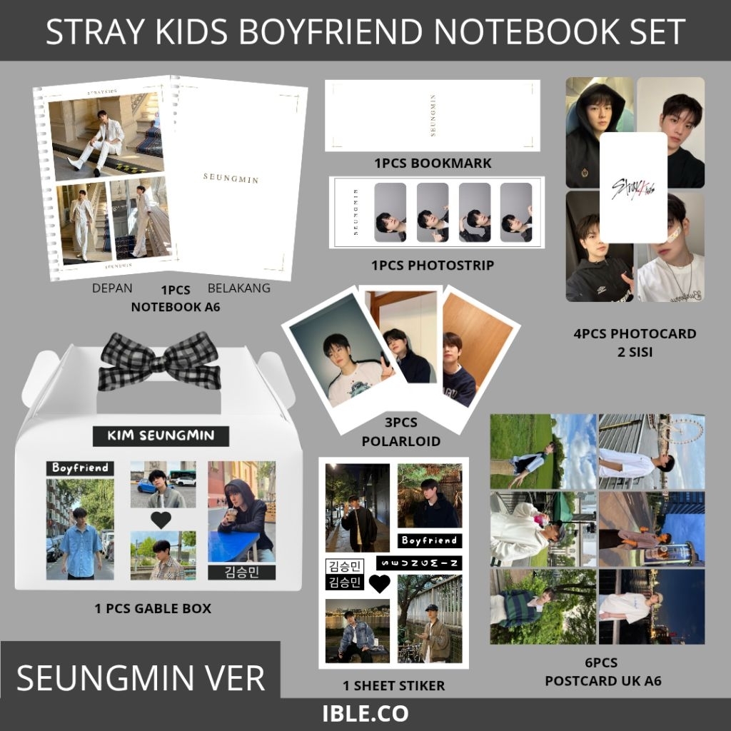 Iblee - Kpop Notebook Set Stray Kids / Notebook A6 Polos Kpop Stray Kids / Buku Tulis Mini Kpop Stra
