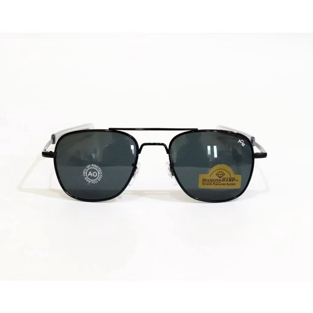 Kacamata Fashion Pria Wanita AO Original Sunglasses Lensa Aviator Anti UV Protection Hitam Elegan