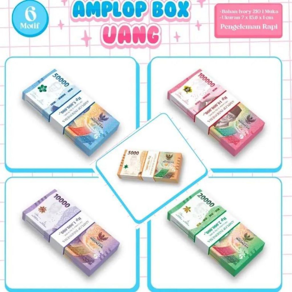 PAKET 10 PCS AMPLOP LEBARAN NATAL IMLEK NYEPI BENTUK BOX UANG SEGEPOK PECAHAN 100 RIBU DAN 50 RIBU