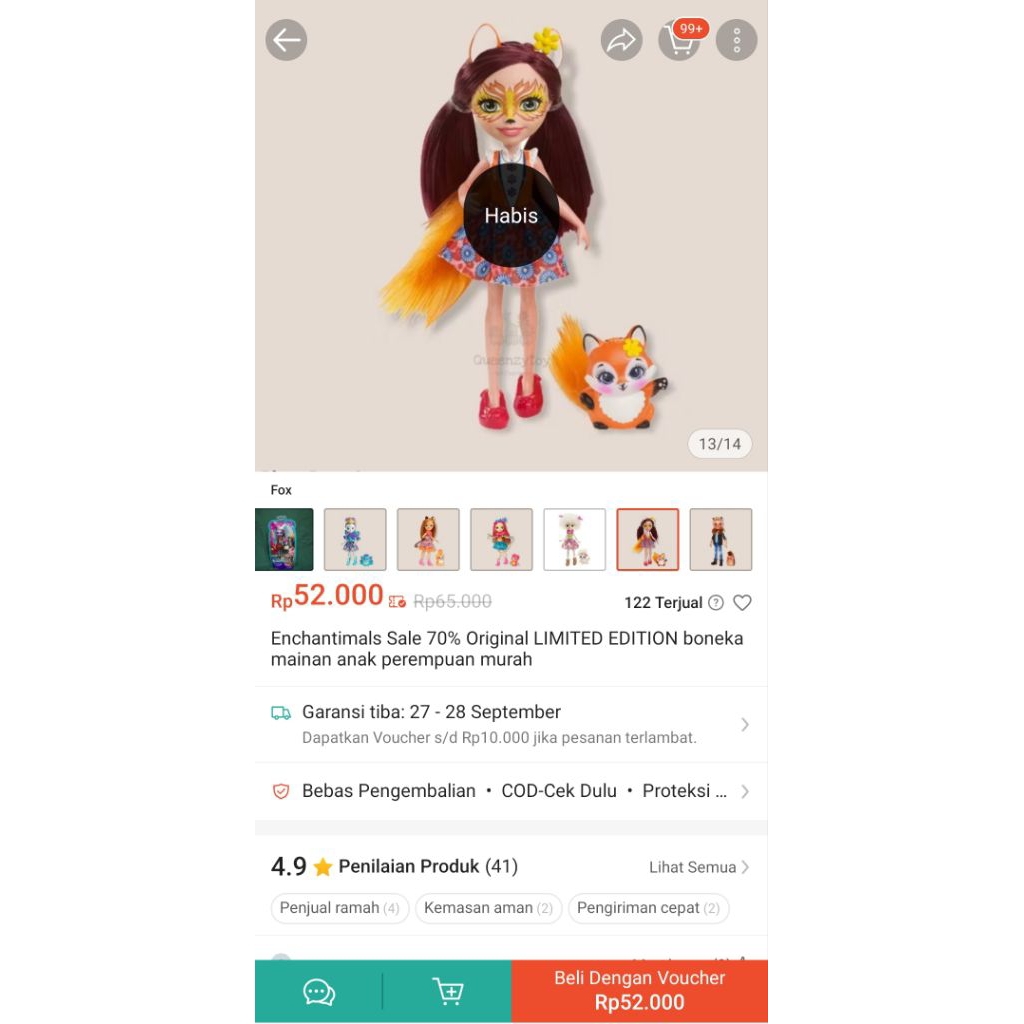 berbie Enchantimals Felicity Fox ori mattel