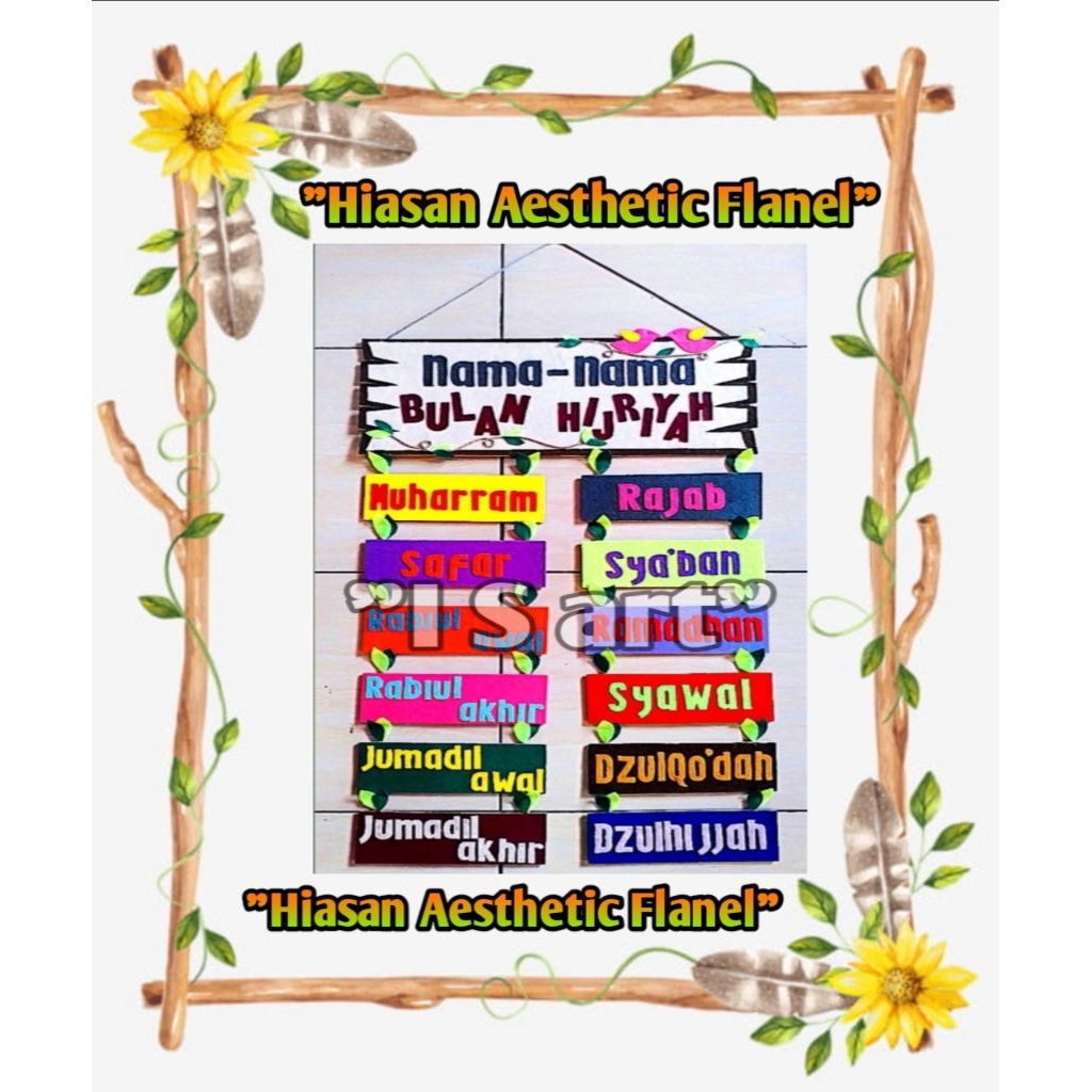 Hiasan Dingding Kelas/Aesthetic/Nama" Bulan Hijriyah/PAUD/KB/TK/SD/Aksesoris/Dekorasi/kerajinan kain
