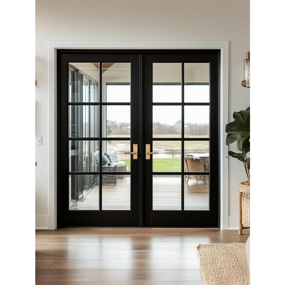 Pintu Kaca Aluminium Dobel dengan 2 Daun (Kupu Tarung) Model Ornamen/Polos ketebalan kusen 3inch Kac