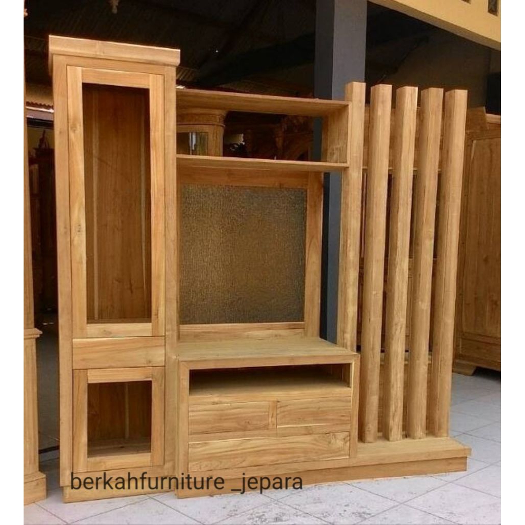 bufet partisi jati, bufet tv penyekat ruangan jati