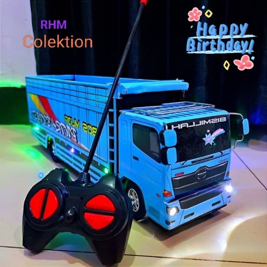 Truck tronton Hino turbo miniatur mainan anak-anak RC Batrainya bisa cas