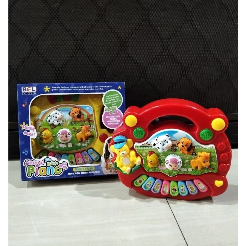 Mainan Piano animal anak ada musik, lagu, tebak gambar dan lampu