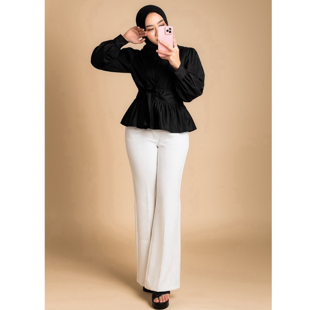 Celana Cutbray Wanita Scuba High Waist Kekinian | Cutbray Polos Putih High Waist Kekinian Scuba – St