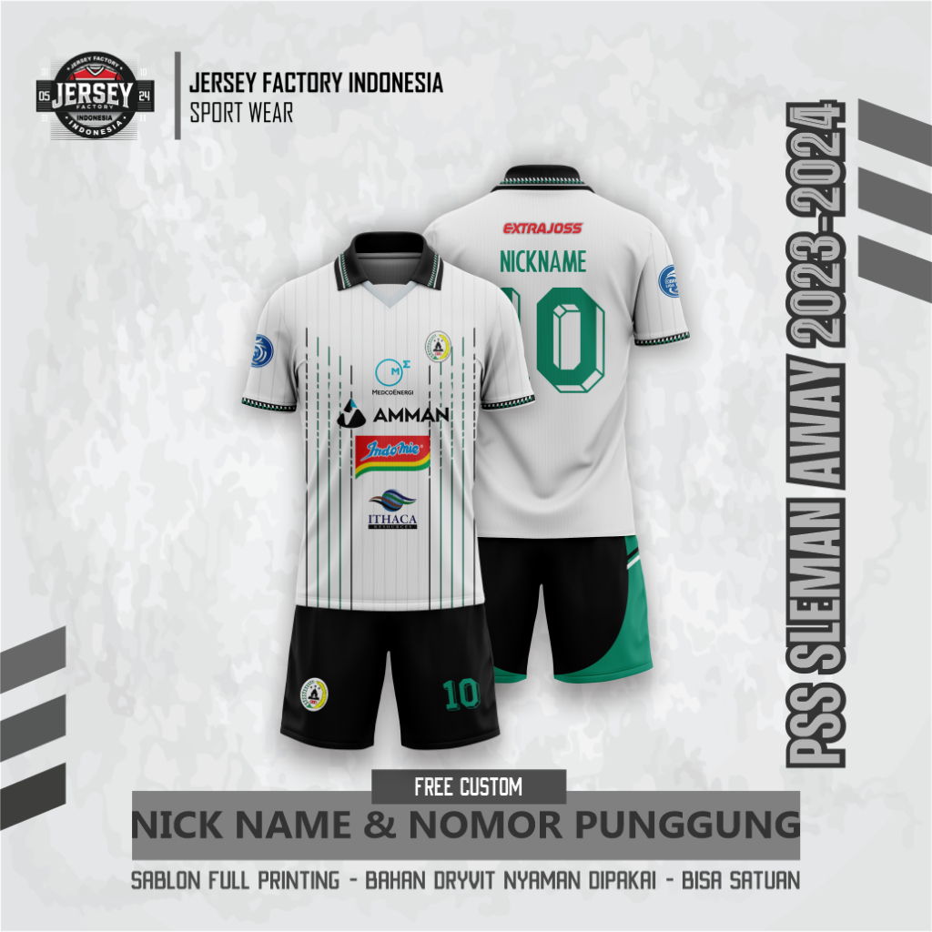 Jersey Bola PSS SLEMANNN AWAY KERAH 2023- 2024 Free Custom nama dan nomor untuk dewasa dan anak anak