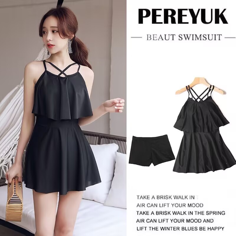 Swimsuit Split Flat Angle Sexy Fashion Black Swimsuit