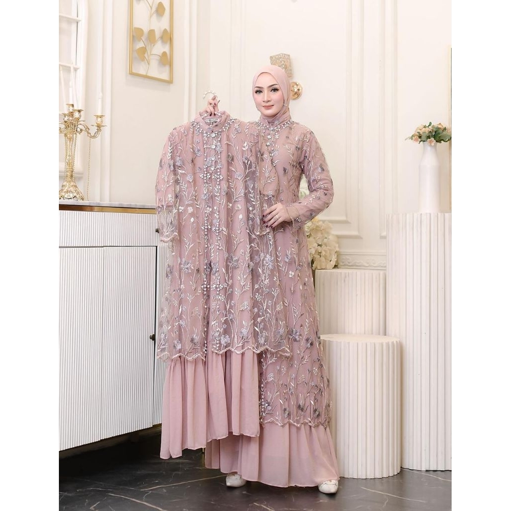 Nura Collection Official - Amalia Outer Mom & Kids - Gamis Premium Untuk Lebaran Terbaru - Gamis Ibu