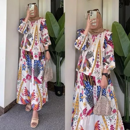 TASYA SETELAN ROK BUNGA RAYON RENDA JUMBO XL / SETELAN WANITA KEKINIAN VIRAL RAYON ROK/ ONE SET JUMB