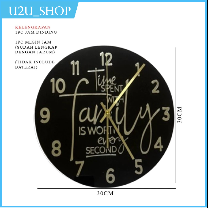 Jam Dinding Family Quotes Acrylic Moderan Minimalis