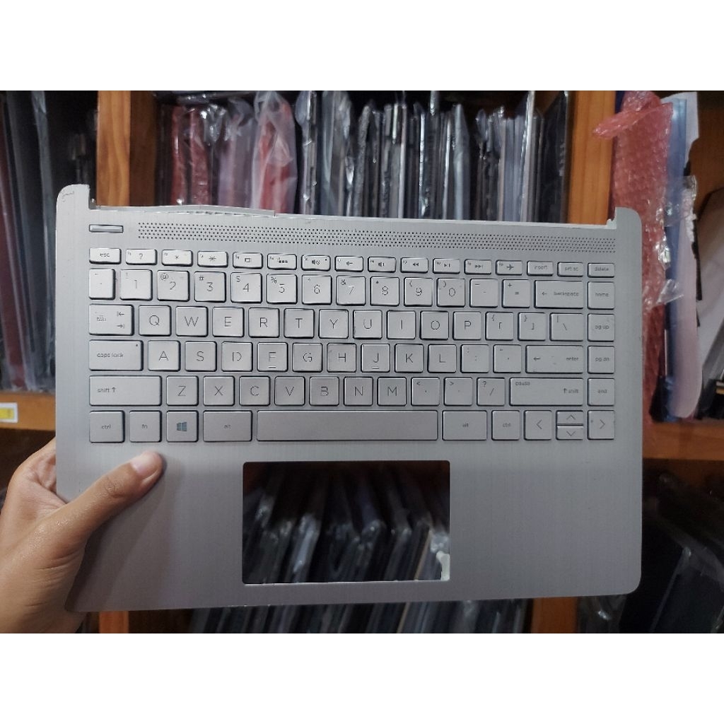 Palmrest HP 14 cf 14s DF laptop silver docking hp 6070B1581702 Second Original Keyboard OK Minus Tou