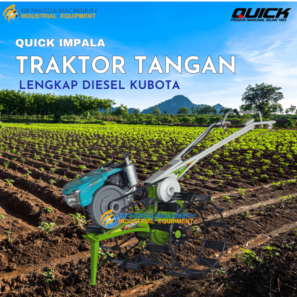 Quick Impala Traktor Bajak sawah Lengkap Diesel Kubota 6.5 HP
