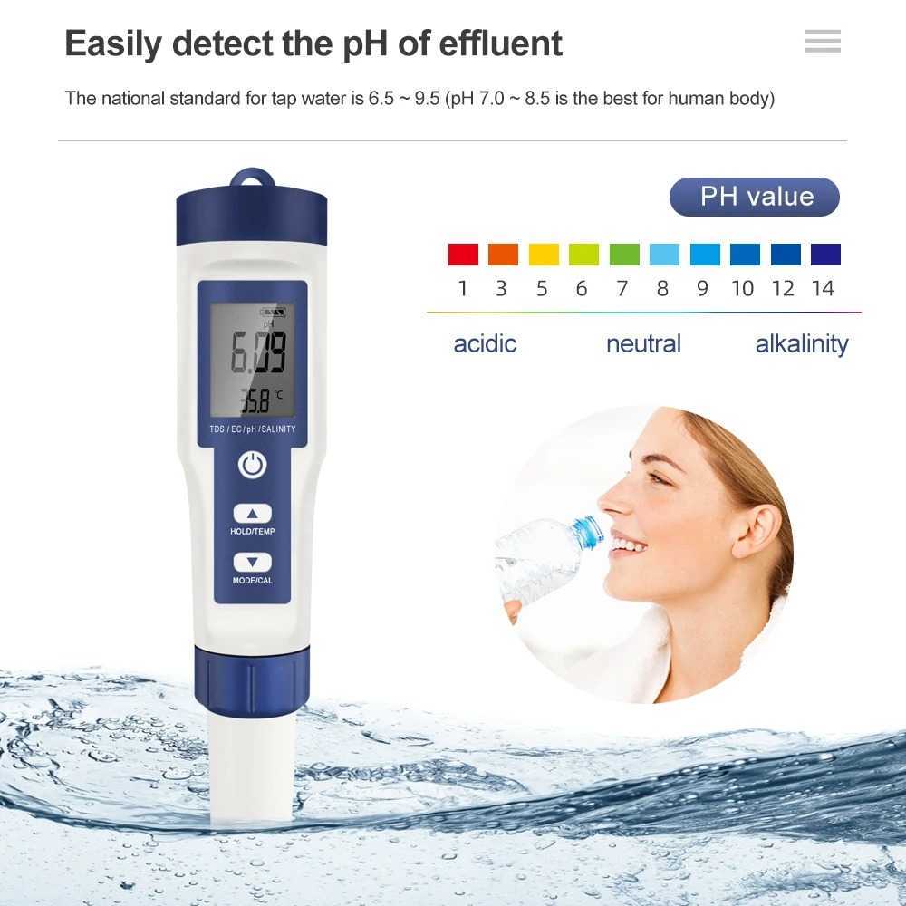 Alat Ukur Kualitas Air Digital 5in1 PH TDS EC Meter Pen