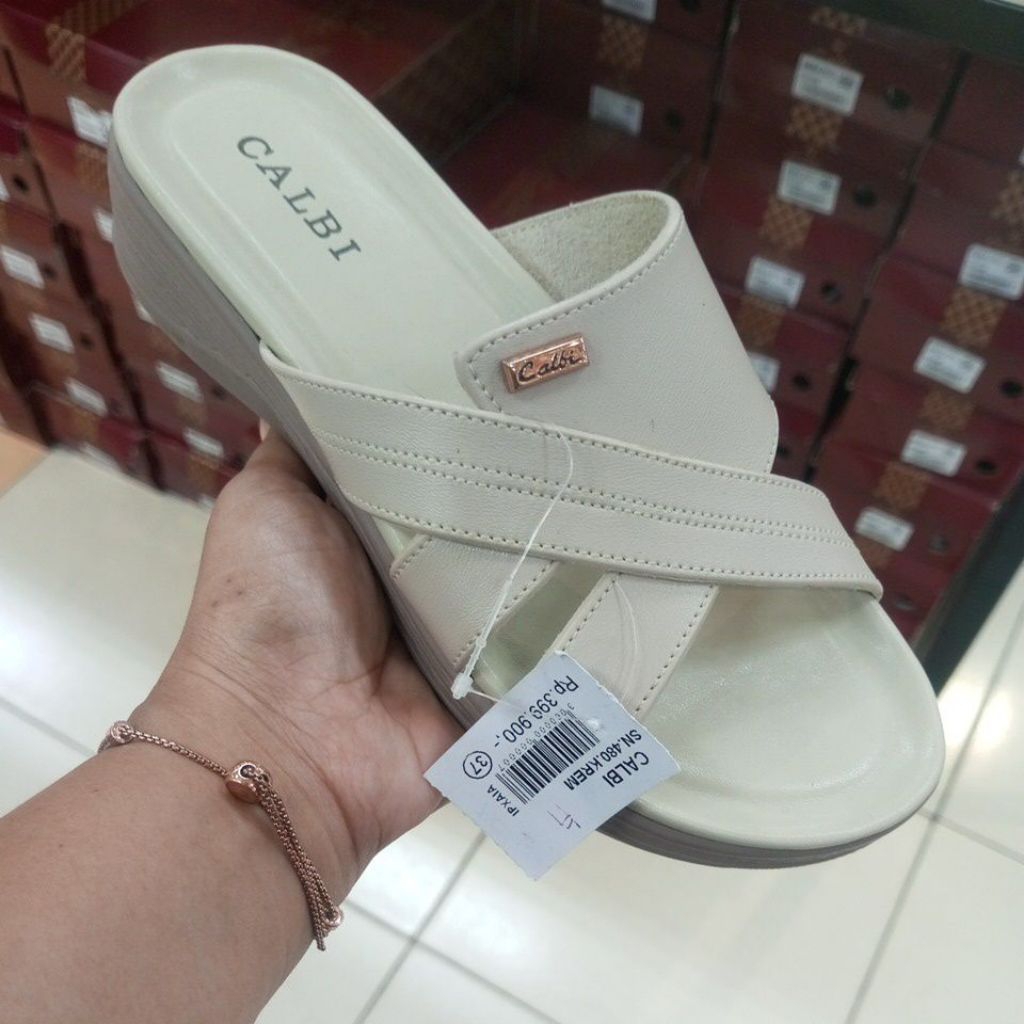 Sandal Wanita Wedges Calbi Original Artikel SN 480 Model Selop Hak 3 CM Size 36-40