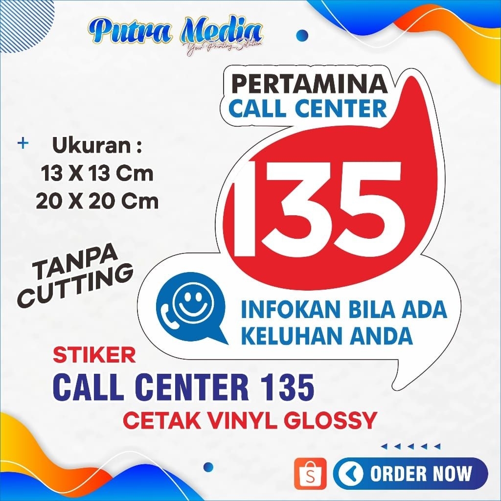 Stiker PREMIUM Call Center 135 Pertamina SPBU Bahan Vinyl Awet Anti Air  Stiker Premium Stiker Laran
