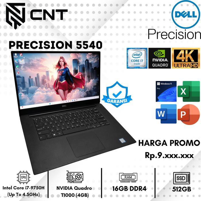 Laptop Terbaik,Dell Precision 5540 Layar 4k Touchscreen Vga Quadro T1000 Core i7-9TH (16/512)Nvme