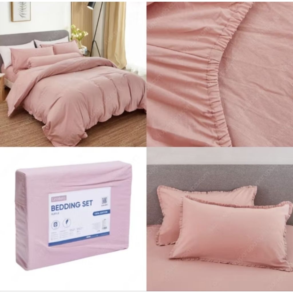 Linotela bedding set ruffle sprei katun king ruffle