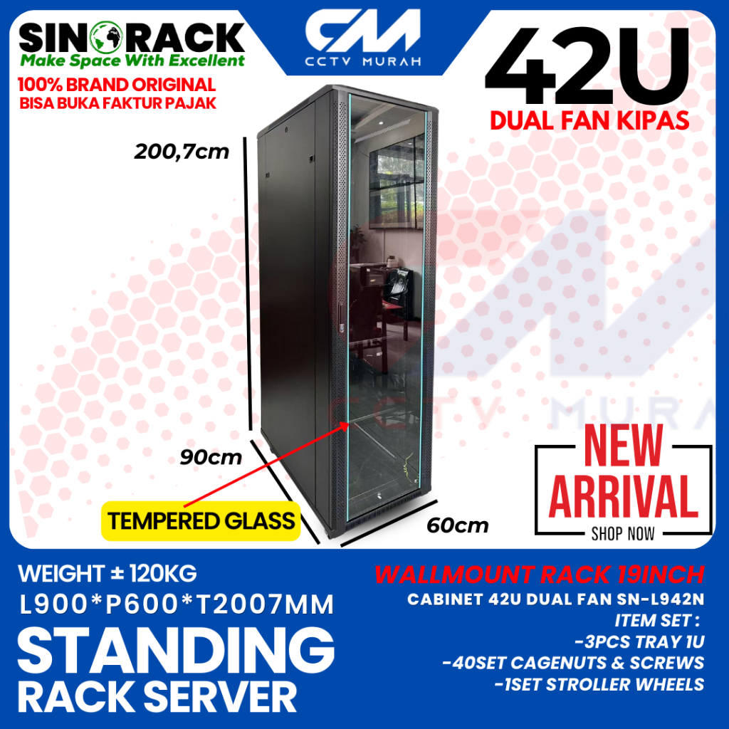 Standing Rack Server 42U SINORACK | Rack Server 42U Tempered Glass