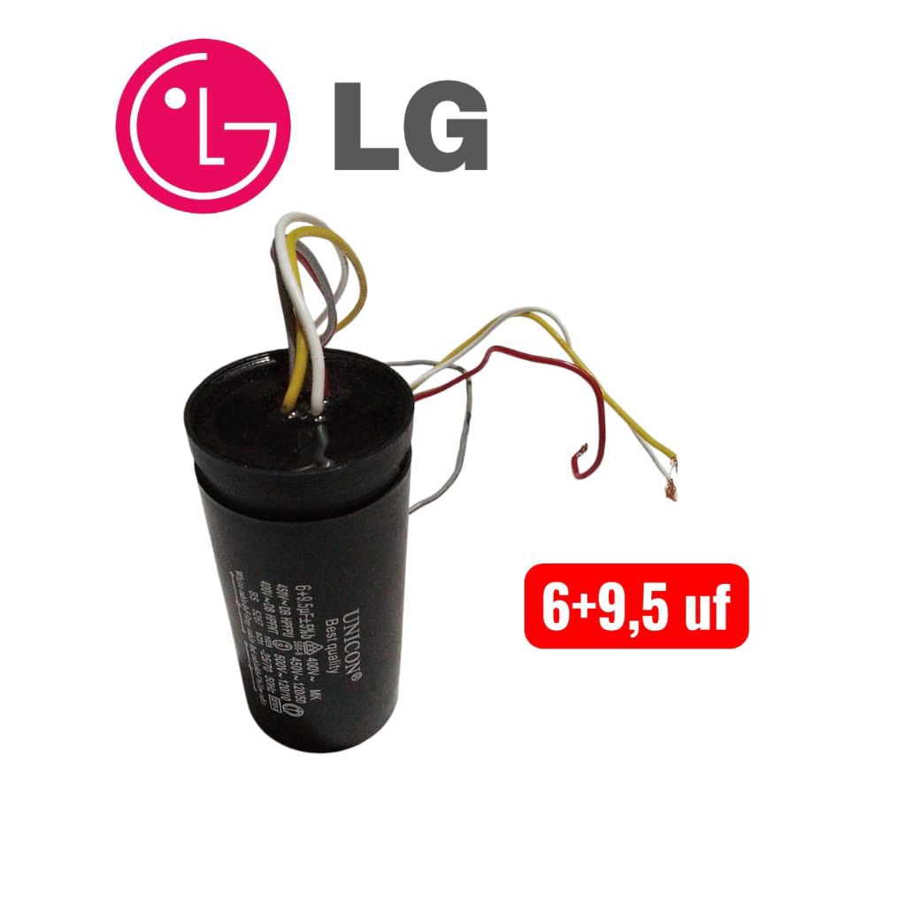 Kapasitor CAPASITOR mesin cuci 2 tabung LG ukuran 6+9,5 uf
