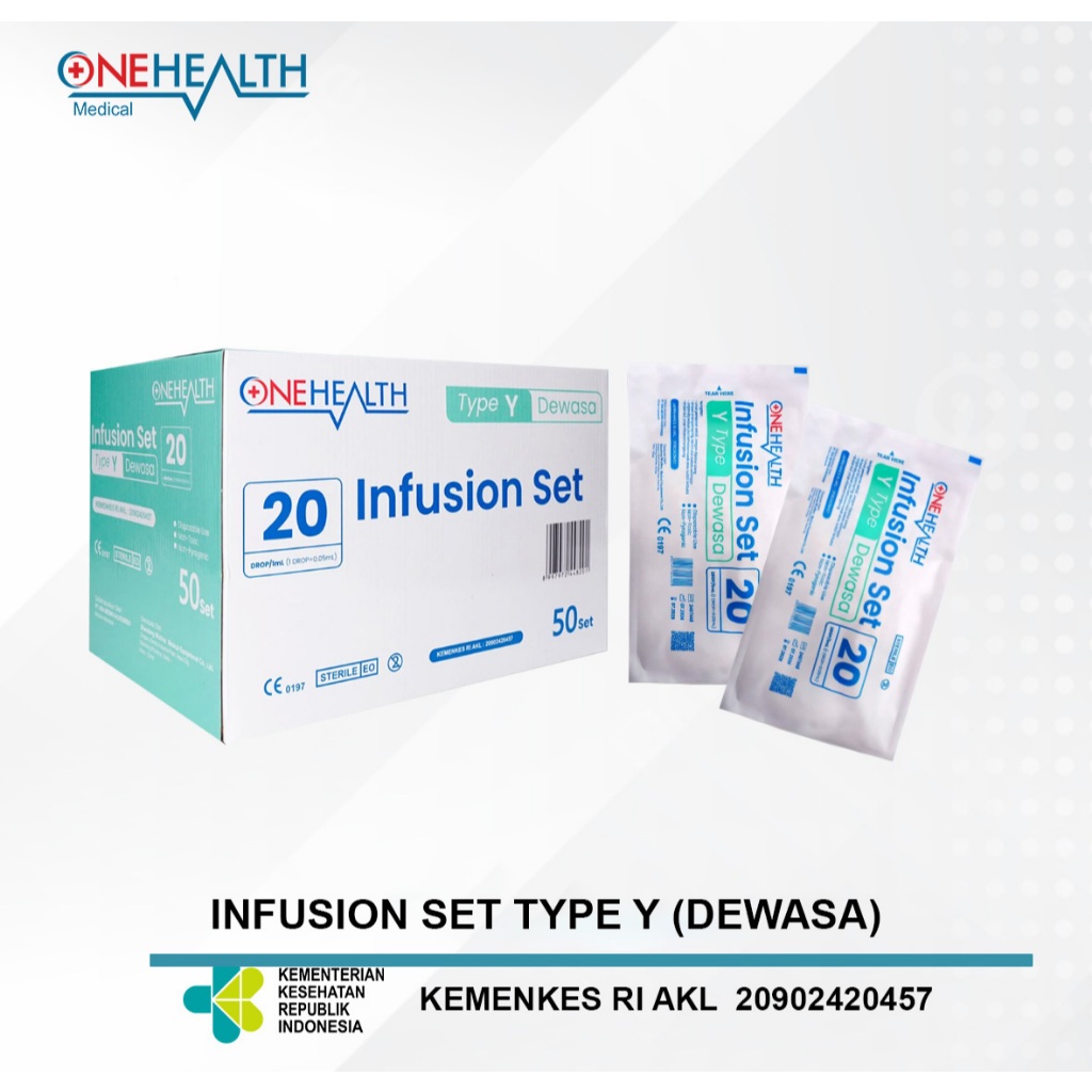 Infus Set Type-Y + Air Vent Dewasa OneHealth Selang Infus Infusion Set Adult Tipe Y OneHealth
