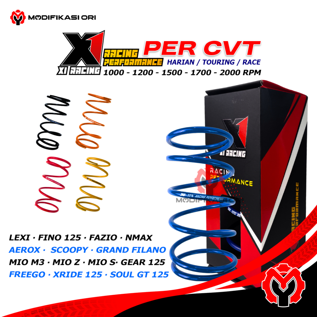 PER CVT 1000 RPM X1 RACING - YAMAHA NMAX AEROX LEXI FAZIO FILANO MIO 125 - FINO 125 - MODIFIKASI ORI