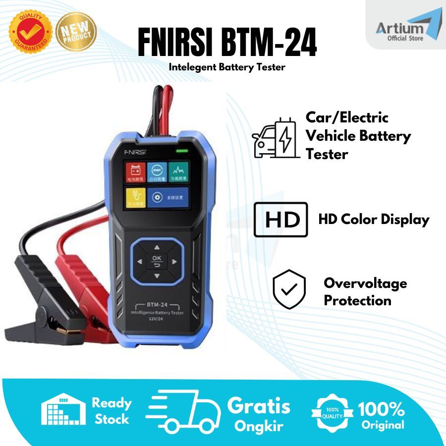 FNIRSI BTM-24 Automotive Battery Tester Electric Vehicle Battery Life Capacity 12V24V Voltage and En