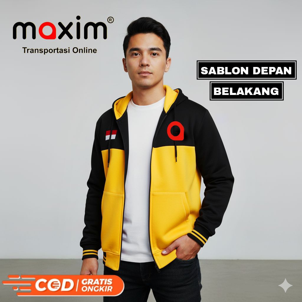 Jaket Hoodie Zipper Ojol Ojek online MAXIM / Grab