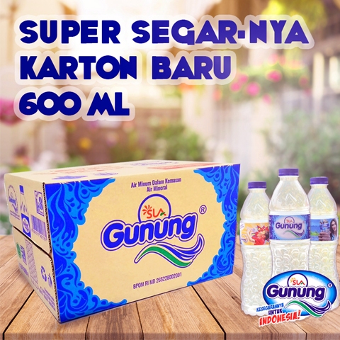 1 Dus - Gunung Botol Tanggung Air Mineral 600mL 24 Botol