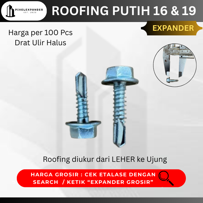 100 Pcs Baut Baja Ringan Sekrup Roofing 10x16 10x19