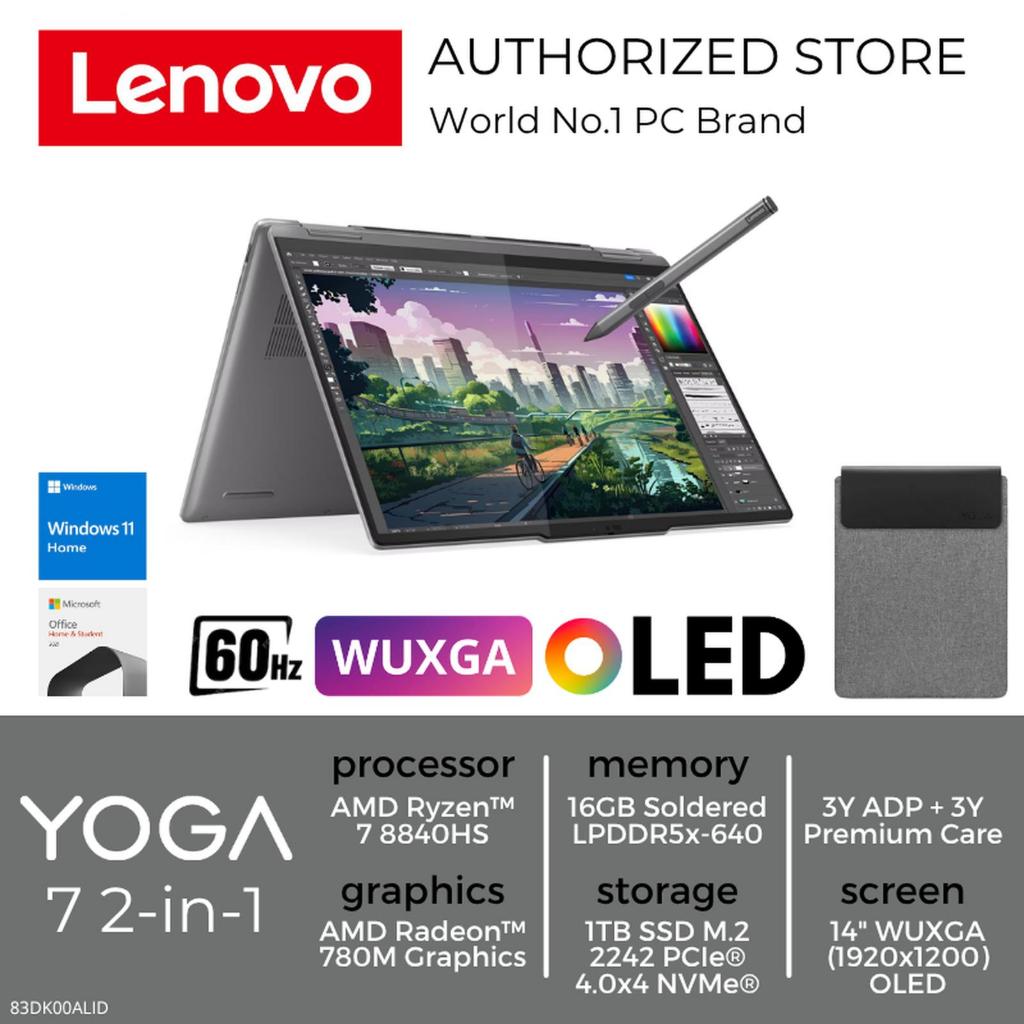 LENOVO YOGA 2IN1 RYZEN 7 8840HS 16GB 1TB SSD AMD 780M GRAPHICS 14" WUXGA OLED TOUCH W11 OHS