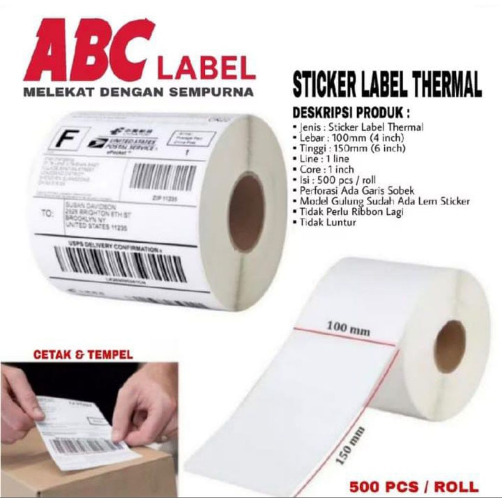 THERMAL ABC 100x150 / STICKER LABEL THERMAL MURAH