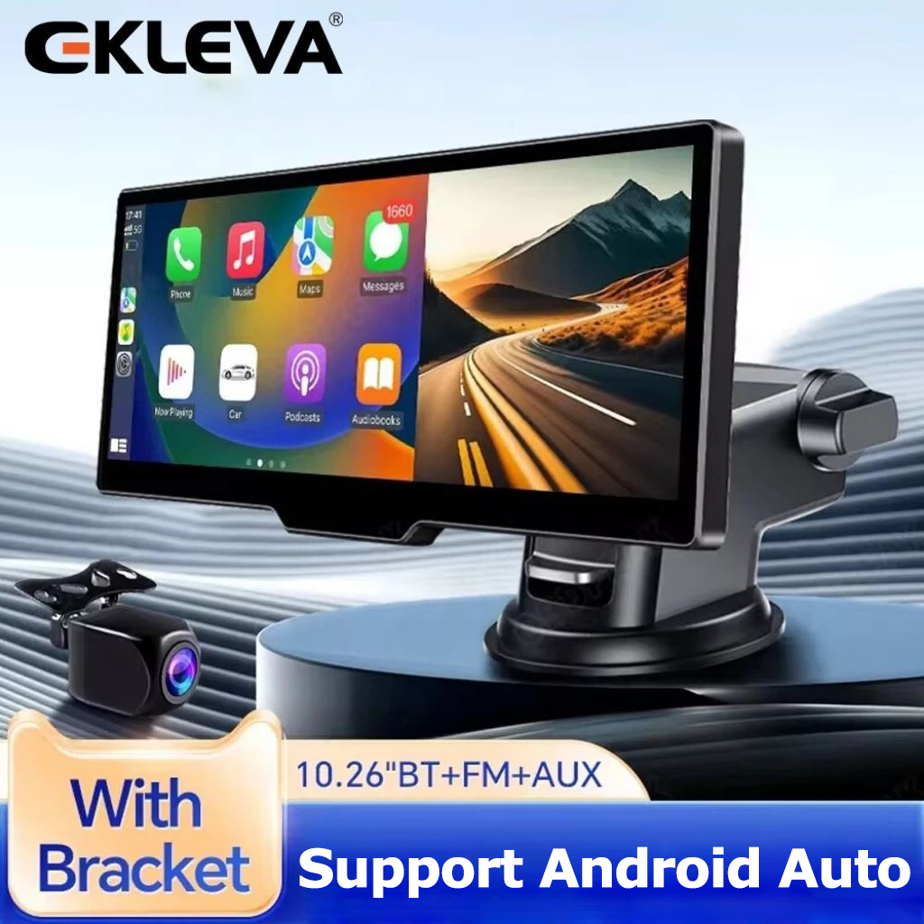 EKLEVA Head Unit Mobil Universal Navigasi Mobil 10.26 Inci Layar dengan Kamera Belakang Player Mobil
