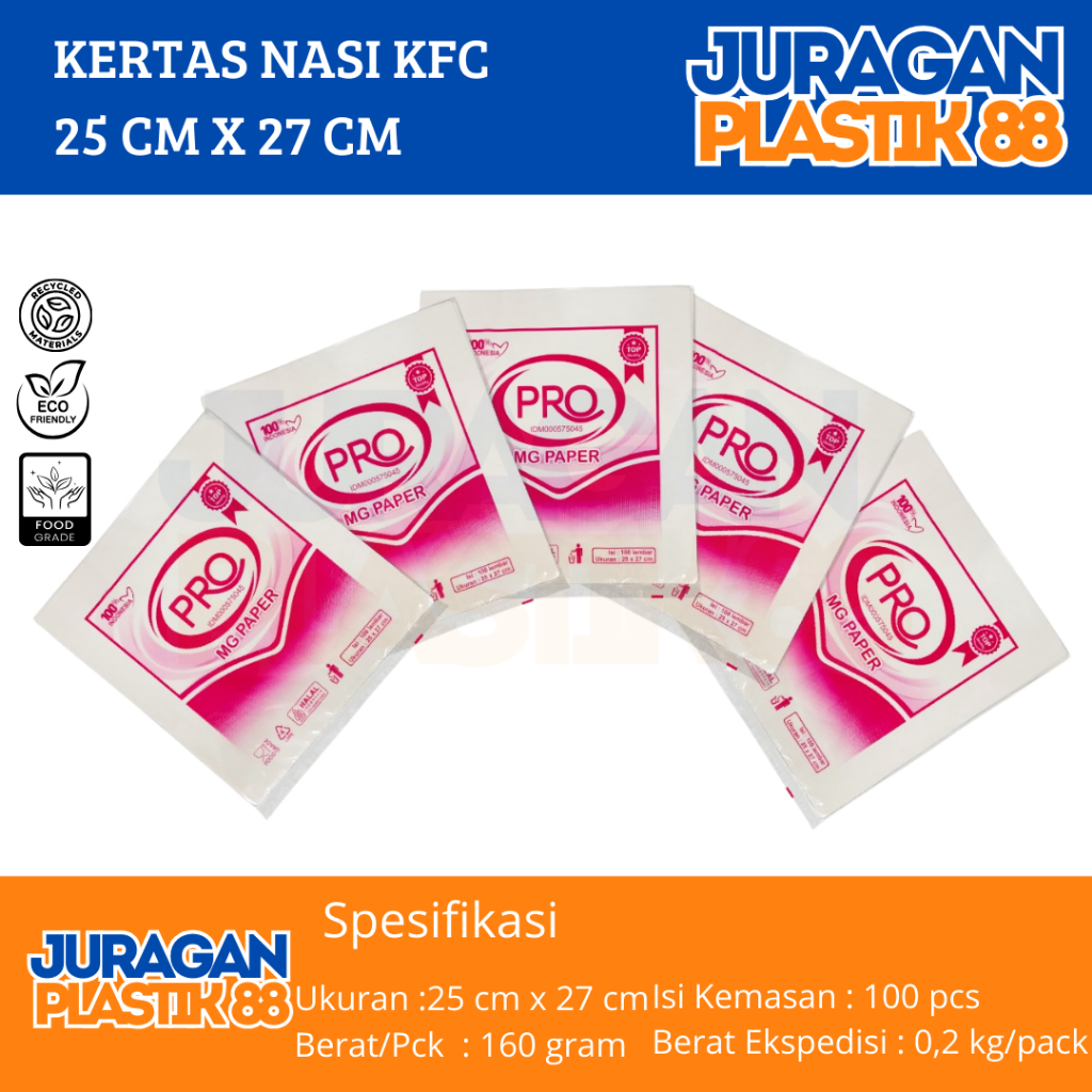 Kertas Nasi KFC 25x27 | Kertas Pembungkus Kebab 25 x 27 @100 Lembar