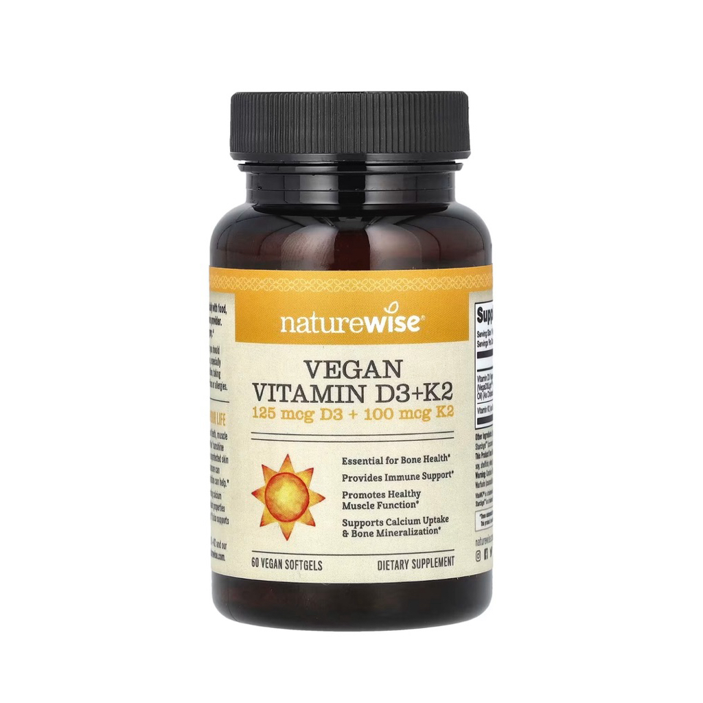 Naturwise Vegan Vitamin D3 K2 60 Vegan Softgels