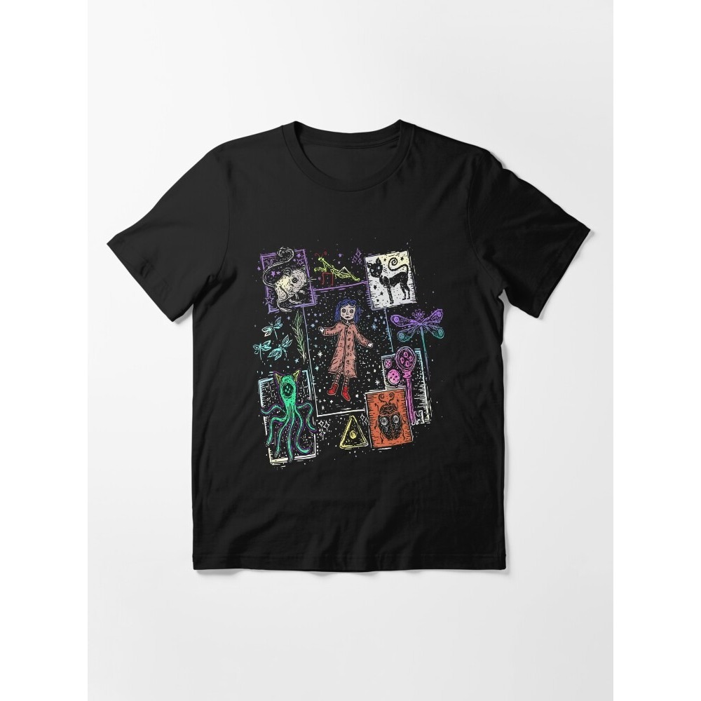 Kaos Coraline Cartoon Vintage Essential T-Shirt