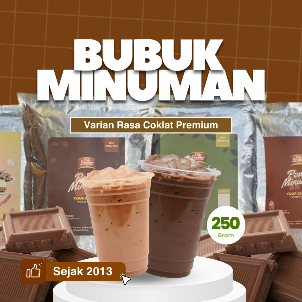 BUBUK MINUMAN PREMIUM VARIAN COKLAT 250 GR | FM POWDER COKLAT | BUBUK MINUMAN KEKINIAN