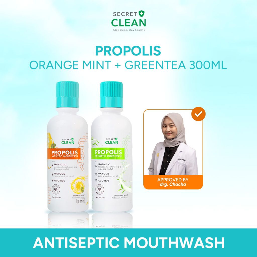 [1 pc / 2 pcs] Secret Clean Paket Propolis Antiseptic Mouthwash 300ml | Obat Kumur Antiseptik Halal 