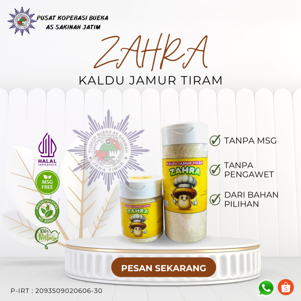 Puskop- Zahra Kaldu Jamur Tiram Natural Produk Tanpa MSG dan Pengawet