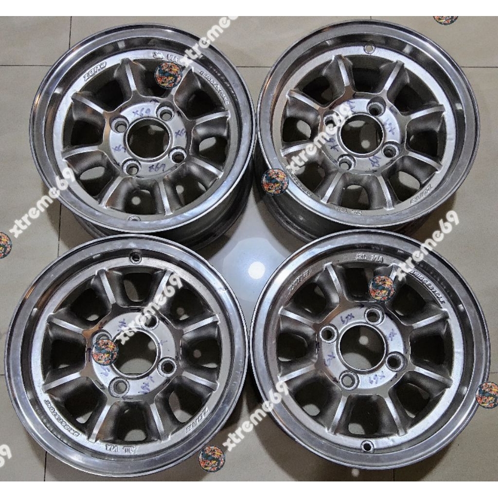 X69 - Velg racing rare item pcd 4x114 lebar 6 ring 13 original bekas masih layak pakai BRIDGESTONE Z