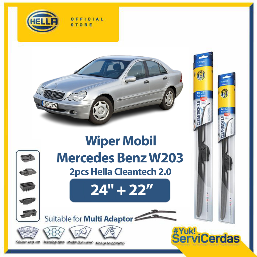 Wiper Mobil MERCEDES-BENZ W203 24" + 22" (2pcs) - HELLA Cleantech 2.0