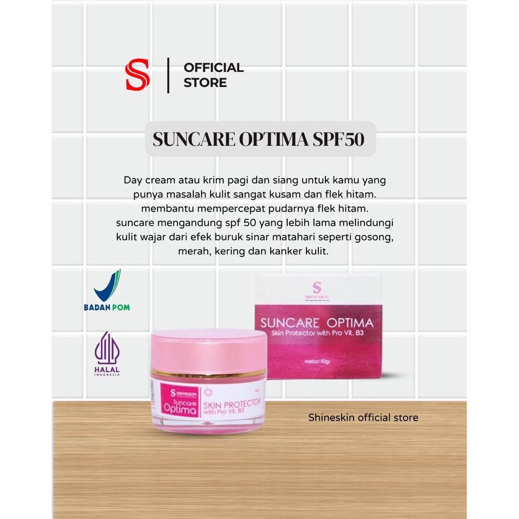 Shineskin suncare optima - suncare flek hitam kulit berminyak spf 50 / sunblok kulit berminyak dan s