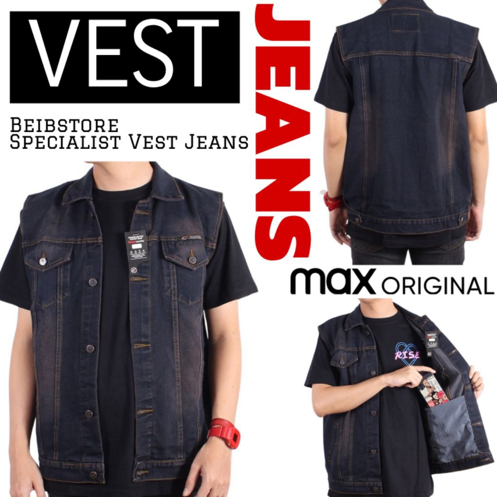 VEST Denim Jaket rompi pria Rompi Jeans Denim WAISTCOAT Jaket tanpa lengan rompi Jins Pria REAL PICT