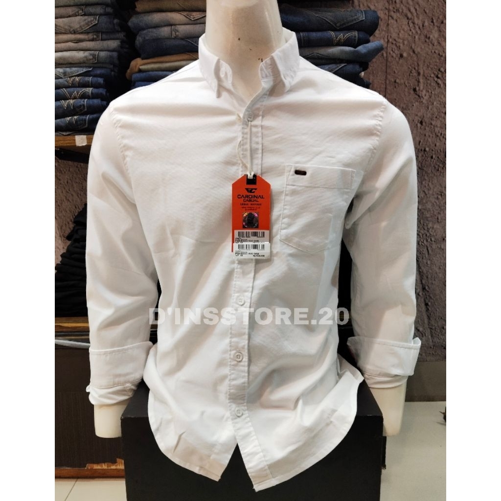 KEMEJA PRIA CARDINAL ORIGINAL SLIM FIT POLOS WARNA PUTIH LENGAN PANJANG KUALITAS PREMIUM