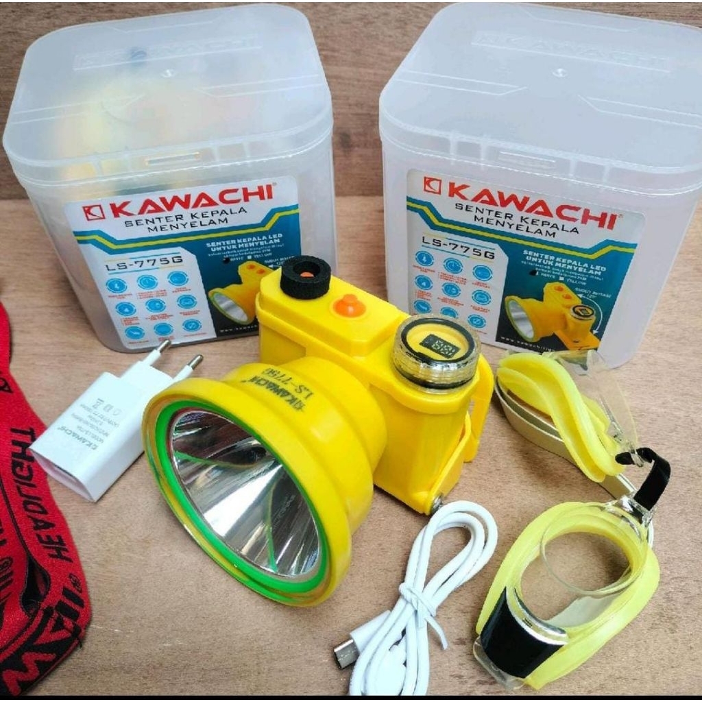 Senter Kepala LS 775G Putih Kawachi Senter kepala menyelam Headlamp diving waterproof Senter selam k