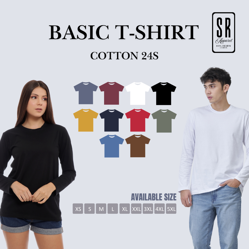 KAOS POLOS PRIA & WANITA UNISEX COTTON COMBED 24S LENGAN PANJANG | TSHIRT LONG SLEEVE UNISEX ONECK
