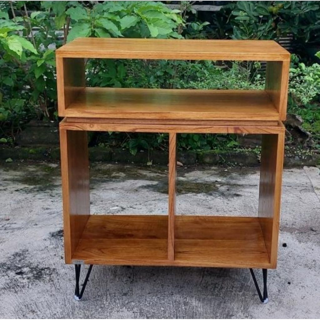 meja vinyl truntable kayu meja rak kayu 70x40x100