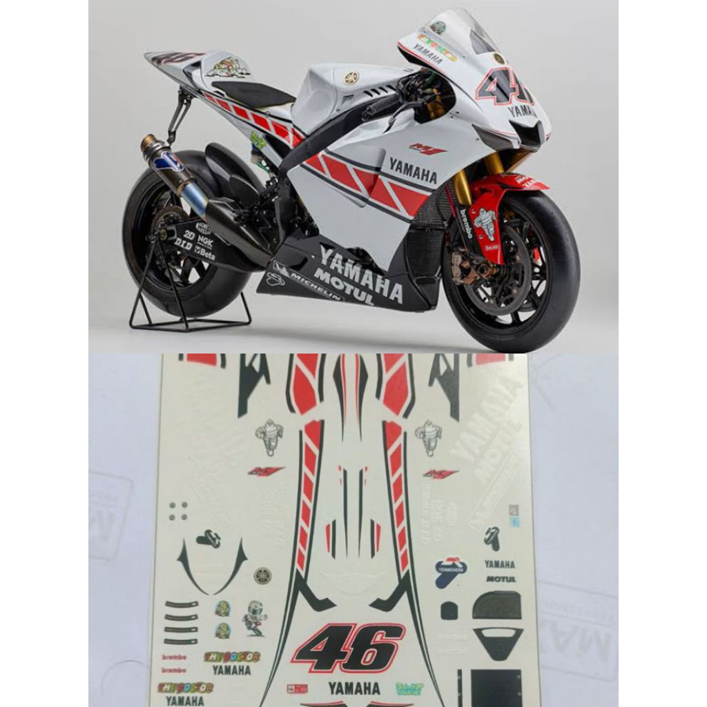 Decal Yamaha YZR M1 2005 Valencia, Decal Rossi 1/12, Decal no precut