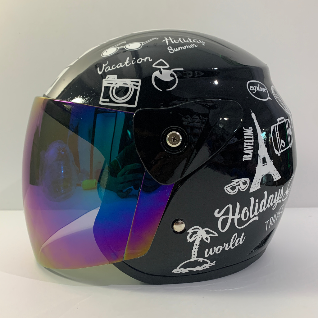 Helm Evo Traveling Hitam Glossy - SNI Dewasa BXP Evo